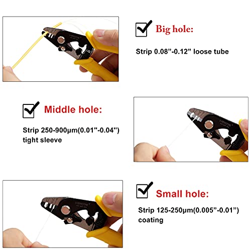 6" Fiber Optic Stripper 3 Hole,Precision Wire Cutter/Wire Stripper for Installers and Electricians,Safe¬ Hurt nm Cable Wire Fiber Strippers with Small Adjustment Wrench