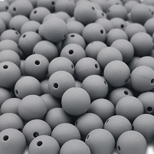 DIYOMR 100Pcs Silicone Beads, Single Color Round Rubber Craft Beads for Bracelet, Necklace, Keychain, Jewelry, Lanyard DIY Crafts Making (12mm, Dark Grey) - color: Dark Grey, size: 12mm