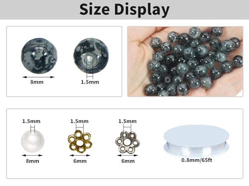 550PCS 8mm Black Glass Beads for Jewelry Making,Round Smooth Beads, Bracelet Space Loose Beads for Jewelry Making Earring, Necklaces, DIY Crafts & Gifts #388 - size: 8mm Black&Gray #388