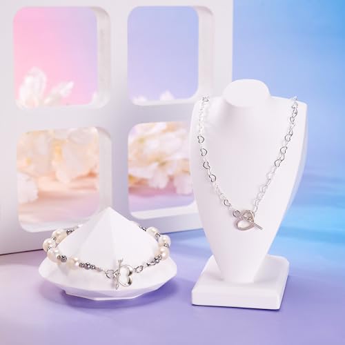 2 Sets Heart Toggle Clasps Sterling Silver OT Toggle Jewelry Clasps T-Bar Closure Clasp Fastener IQ End Connectors for DIY Necklace Bracelet Jewelry Making - color: Sterling Silver-Heart