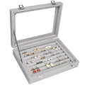 Vicoter Rings Organizer Tray 7 Slots Velvet Jewelry Earring Storage Box with Transparent lid Jewelry Display Case for Girls Wife Mom Women (Grey) - color: Grey