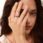 NLIEO Natural Gemstone Stretch Beaded Rings for Women Stackable Dainty Elastic Crystal Rings Jewelry - style: Amethyst