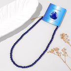 Crystal Choker Necklaces for Women,4mm Handmade Natural Stone Choker Beaded Necklace Healing Crystal Necklace Gemstone Bead Necklaces for Women - color: Lapis Lazuli