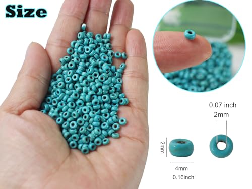 Natural Turquoise Seed Beads 4mm 1400pcs Small Stone Abacus Loose Rondelle Space Beads Bulk for Necklaces, Bracelets, Hair, Keychains, Lanyards, Garland & DIY Crafts-Adult Crafting - color: Turquoise Abacus