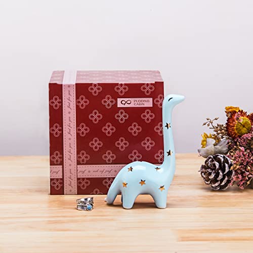 PUDDING CABIN Blue Dinosaur Ring Holder Engagement Wedding Ring Stand, Rings Oragnizer, Mothers Day Christmas Birthday Gifts for Women, Dinosaur Decor - style: Blue Dinosaur