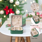 Vlando Small Travel Jewelry Box Organizer Display Storage Case for Girls Women Gift Rings Earrings Necklaces, Dark Green - color: Dark Green