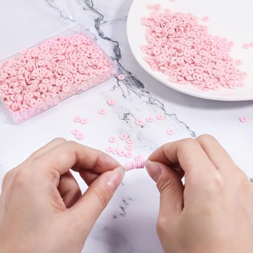 Light Pink Polymer Clay Beads, 6mm Heishi Bead for Jewelry Bracelets Necklace Making 1000PCS - color: Blush