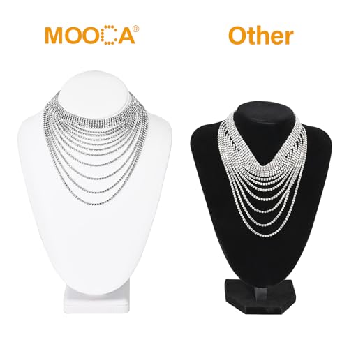 MOOCA 2 Pcs Necklace Chain Jewelry Bust Display Holder Stand, Necklaces Display Mannequin Bust, Jewelry Bust Stand, 11 1/4" H, White Leatherette - color: 1) White Faux Leather, 2 pieces