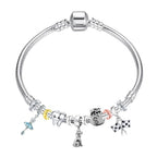 Clip Stopper Charms Sterling Silver Rondelle Spacer Bead for Bracelets (Silver) - color: Retro-Silver 2 pcs