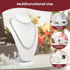 Novel Box White Leatherette Bust Stand Jewelry Necklace Display 6.5x4x10 Inches - Freestanding Travel Necklace Holder Stand - Necklace Mannequin Organizer Stands - Necklace Displays Medium - color: White Leatherette, size: Medium