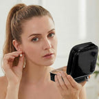 Nosiny 2 Pack Mother's Day Travel Jewelry Box with Mirror Small Laser Jewelry Case Organizer for Women Gift Rings Earrings(White and Black) - color: White and Black