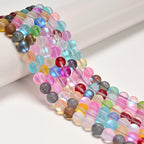 JM Design Multi-Color Mystic Mermaid Glass Beads, 6mm Matte Round Crystal Loose Beads,15.5" Strand Synthetic Glitter Frosted Gemstone Stone for Jewelry Making Craft DIY Necklace Bracelet Key Chain - size: 6mm