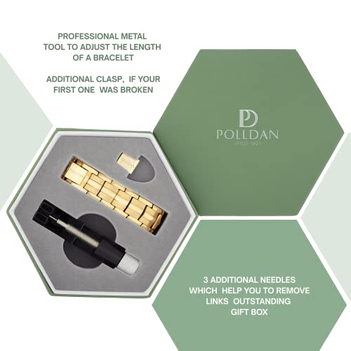 POLLDAN® 3X Power Magnetic Bracelets For Men | 6200 Gauss Strength Mens Titanium Bracelet with Fold-Over Clasp, Adjustable Length, Gift Box, Sizing Tool | Innovative Magnets Alloy - Patent - color: 2X Gold