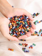 Jovivi 7 Chakras Natural Stone Beads Colorful 100pcs 8mm Mixed Energy Healing Crystals Polished Round Gemstone Beads,Genuine Real Stone Beads for Bracelet Necklace Jewelry Making - color: 7 Chakra