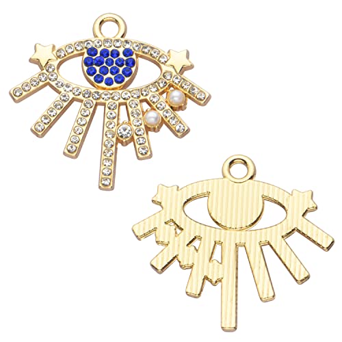 Pack of 20 Rhinestone Charms Gold Plated Pendants Pave Crystal Accessories for Necklace Bracelet Jewelry Making DIY Crafting - color: (Eyes with Stars)VID63101