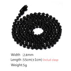 Titanium Stainless Steel Small Beads Ball Chain Necklace for Men Women 24-38 Inches Silver Black Gold - color: Black, 2.4mm wide