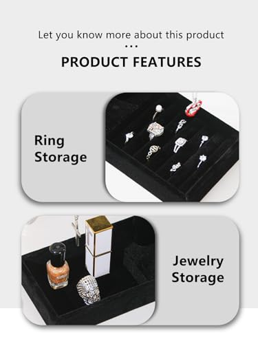 Multi-Use Jewelry Holder Stand, Necklace Bracelet Ring Organizer Stand, Scrunchie Watches Velvet Jewelry Holder Stand With Tray for Women Home Use(Black Color) - color: Black