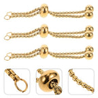 Tofficu Adjustable Slider Bracelet Extension Chains with Ball Ends 2 Inch Gold Plated Stainless Steel Push and Pull Clasp for DIY Jewelry Making and Custom Fit