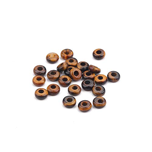 BEADIA Natural Yellow Tiger Eye Rondelle Stone with Large Hole (4mm) Loose Semi Gemstone Beads for Jewelry Making 10mmx4mm 24pcs - color: Yellow Tiger Eye, size: 10mm x 4mm