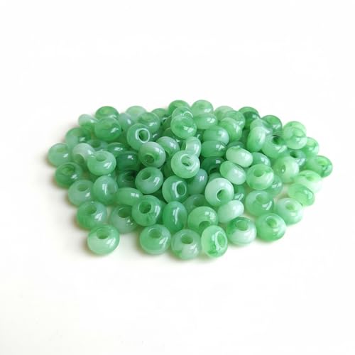 Large Hole Beads for Jewelry Making-100pcs 14mm European Rondelle Spacer Beads,Big Hole Craft for Bracelets(Green) - color: Green