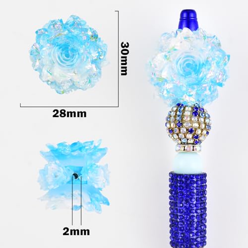 6Pcs Luminous Big Flower Fancy Beads for Pens Flower Focal Space Beads for DIY Craft Beadable Pens Keychain Bracelet Necklace Earrings Jewelry Making - color: Luminous Big Flower