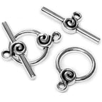 Heather's cf Toggle Jewelry Clasps – Durable Quality, Antique Swirling Silver Finish Toggle Clasps & Closures for Necklace, Bracelet & Charms – Ideal for DIY, & Jewelry Making – Medium (Set of 24) - color: Medium silver toggle clasp