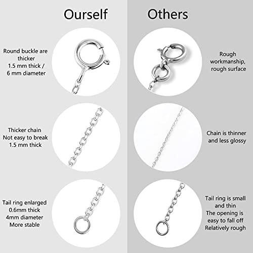 Bracelet Extender Durable White Gold Extenders for Necklace Bracelet Anklet Extension Chains Necklace Extender（1 2 3 inch） - color: A-White Gold