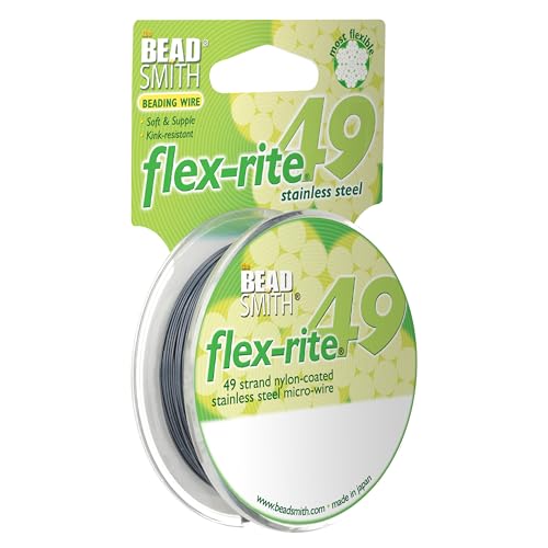 The Beadsmith Flex-Rite Beading Wire - 49-Strand Nylon-Coated Stainless-Steel Wire, 0.018" (0.45 mm) Dia, Montana, 30 ft Spool, Durable Necklace & Bracelet String, for Jewelry Making Supplies - color: Montana, size: .018” Dia - 30 Ft