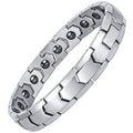 Magnetic Hematite Bracelets for Men Women 316L Stainless Steel Power Balance Energy Magnets Stones Bracelet Jewelry Gift with Adjustment Tool - color: Silver