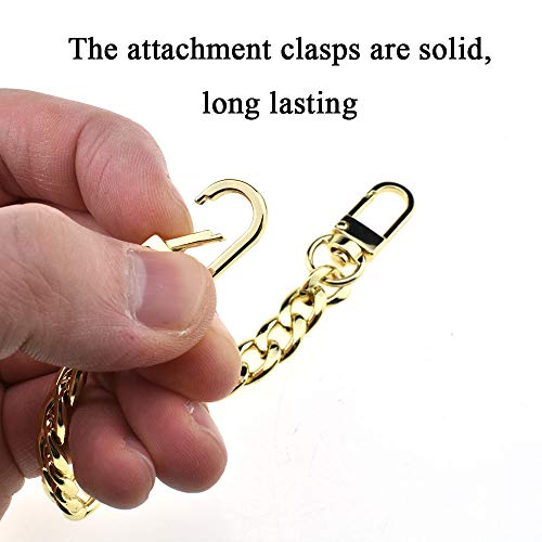 HAHIYO Purse Chain Strap Length 15.7 inches Light Gold for Shoulder Cross Body Sling Purse Handbag Clutch Replacement Strap Comfortable Flat 0.4” Wide Enough 2.4mm Extra Thick Metal Strap 1 Pack - size: Light Gold 15.7 Inches
