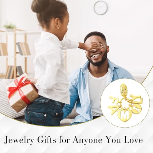 Charms for Jewelry Making Real 18K Gold Plated Dangle Charms Large Hole European Brass Pendant for Bracelet Necklace Women Gift - style: Letters