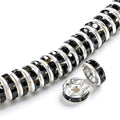 200PCS Rondelle Spacer Beads 6mm Silver Plated Czech Black Crystal Rhinestone for Jewelry Making - color: 200Pcs Silver Plated/Black, size: 6mm