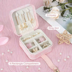 DesignSter Jewelry Box, Buckle Women's Small Travel Jewelry Box, Small Portable Jewelry Storage Box with Jacquard Embroidery for Rings Earrings Necklaces Bracelets, Pink - color: Blue