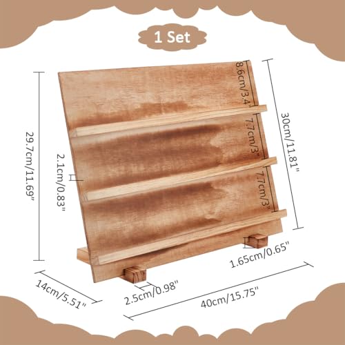 PH PandaHall 3 Tier Earring Cards Stands, Wooden Jewelry Display Stand Rack Removable Shelves Rack, Earring Display Card Holder for Displaying Bookmarks Stickers Jewelry Keychains - color: BurlyWood-3 Tier