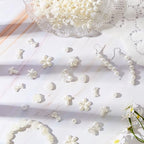 Juexica 500 Pcs ABS Imitation Pearl Beads Star Heart Bowknot Circle Flower White Aesthetic Beads for Jewelry Making Bracelets Necklaces Earrings Key Chains Accessories DIY Crafts(Elegant Style) - color: Elegant Style