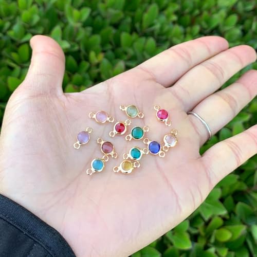 1 Set Adabele Grade A Mixed Birthstone Connector Links 6mm Small Austrian Crystal Bead 18K Yellow Gold Plated (12pcs) for DIY Craft Jewelry Making CCP28 - color: Gold, size: 6mm (0.24") -12pcs
