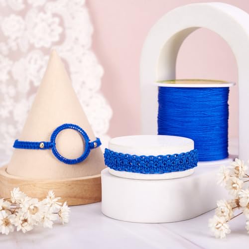 Pandahall 150 Yards Nylon Beading Cord 0.5mm Braided Nylon Thread String Chinese Knotting Cord with Plastic Spool for DIY Craft Jewelry Making (Blue)