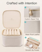 VLANDO Travel Jewelry Case,Valentines Gifts,Small Jewelry Box Organizer,Travel Jewelry Storage with 6 Velvet Jewelry Zipper Pockets, Birthday Gifts for Women Girls (White) - color: 6PCS-White
