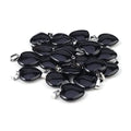 LE SKY 20 Pcs natural stone pendants heart shape healing stone charms for jewelry making - color: black agate