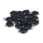 LE SKY 20 Pcs natural stone pendants heart shape healing stone charms for jewelry making - color: black agate
