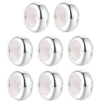 Clip Stopper Charms Sterling Silver Rondelle Spacer Bead Charm Stopper Charm for Pandora Charm Bracelets - color: Silver (8 pcs )