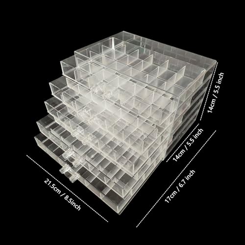 Clear Acrylic Jewelry Organizer Box with 5 Drawers 120 Grids, Dustproof Transparent Jewelry Display Stand Storage Case Holder with 120 Small Compartments for Women Ring Necklace Bracelets Earring
