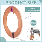 BENECREAT 19.7FT 26 Gauge Flat Pure Copper Wire, 2.5mm Wide Flat Bezel Wire Tarnish Resistant Jewelry Wire for DIY Jewelry Craft Making - size: 2.5mm