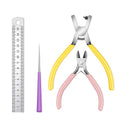 4PCS Band Leather Punching Pliers 2.0mm Belt Punch Tool for Belt with Ruler & Wire Cutters, Punching Tool Lace Punch Hand Wrist Strap Leather Punching Tool for DIY Craft Shoes Fabric - style: Full Kits
