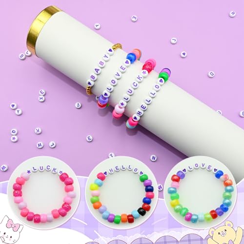 Looconi 1400pcs Purple Letter Beads 7x4mm and Heart Star Alphabet Beads for Jewelry Making - color: Purple