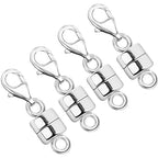 OHINGLT Magnetic Necklace Clasp Extra Strong, Silver Plated Magnet Jewelry Clasps Converters for Bracelet Necklaces Chain - color: 4Pcs Silver