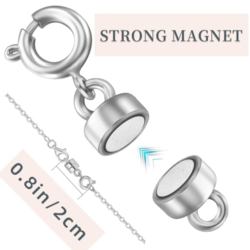 Magnetic Clasps for Necklaces Strong Magnetic Necklace Clasps and Closures, 14K Gold and Silver Bracelet Converter for Women - color: 12Pcs Silver