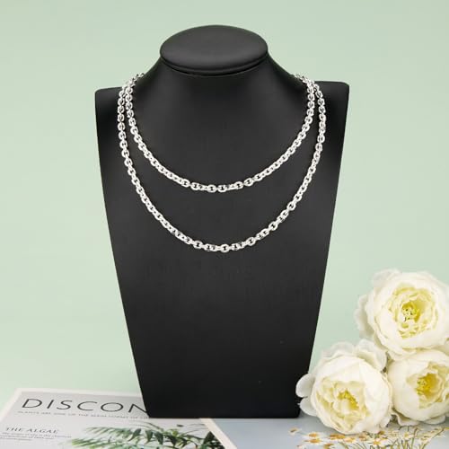 KYUNHOO 16.4 Feet Silver Jewelry Making Chains Bulk on Spool Oval Cable Chain Links for Women Men DIY Crafts with Jump Rings Lobster Clasps Supplies - color: Cable Silver