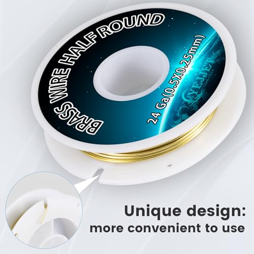 Ultra-Fine 24 Gauge Brass Wire Half Round 0.51x0.25mm - 1.3 oz 112 Feet for Detailed Jewelry, Clockmaking - color: 24 Gauge 0.51*0.25 mm, size: 1.3 oz brass wire