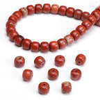 BEADIA Natural Redstone Flat Cut Round Drum Stone 8mmx7mm Loose Semi Gemstone Beads for Jewelry Making 38cm - color: Redstone